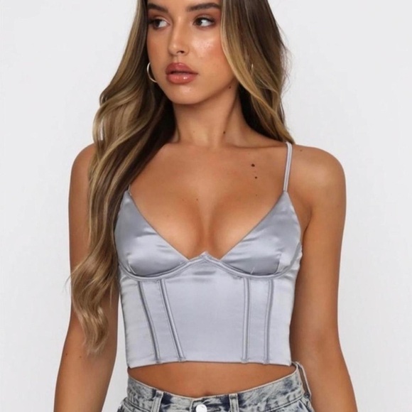 Wild Fox Boutique Acacia Bustier Top in Ice Size Small NWT - Picture 2 of 6